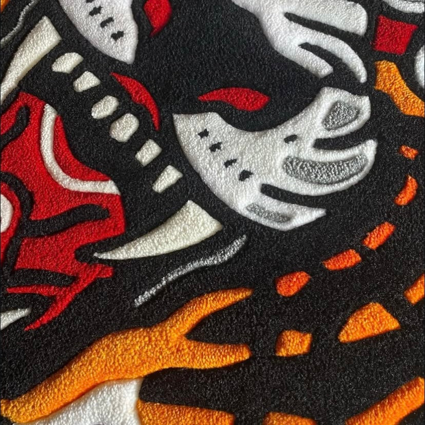 Alfombra de Tigre | Fabricada con lanas acrílicas | Pieza artesanal de 80x80cm