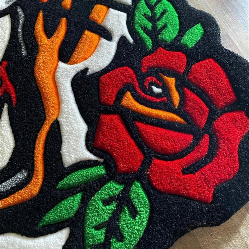 Alfombra de Tigre | Fabricada con lanas acrílicas | Pieza artesanal de 80x80cm