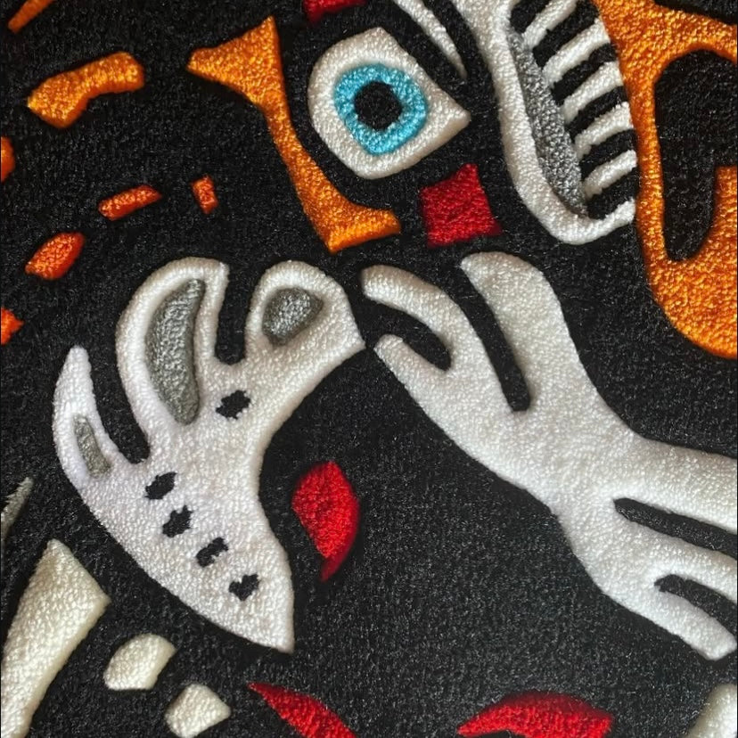 Alfombra de Tigre | Fabricada con lanas acrílicas | Pieza artesanal de 80x80cm