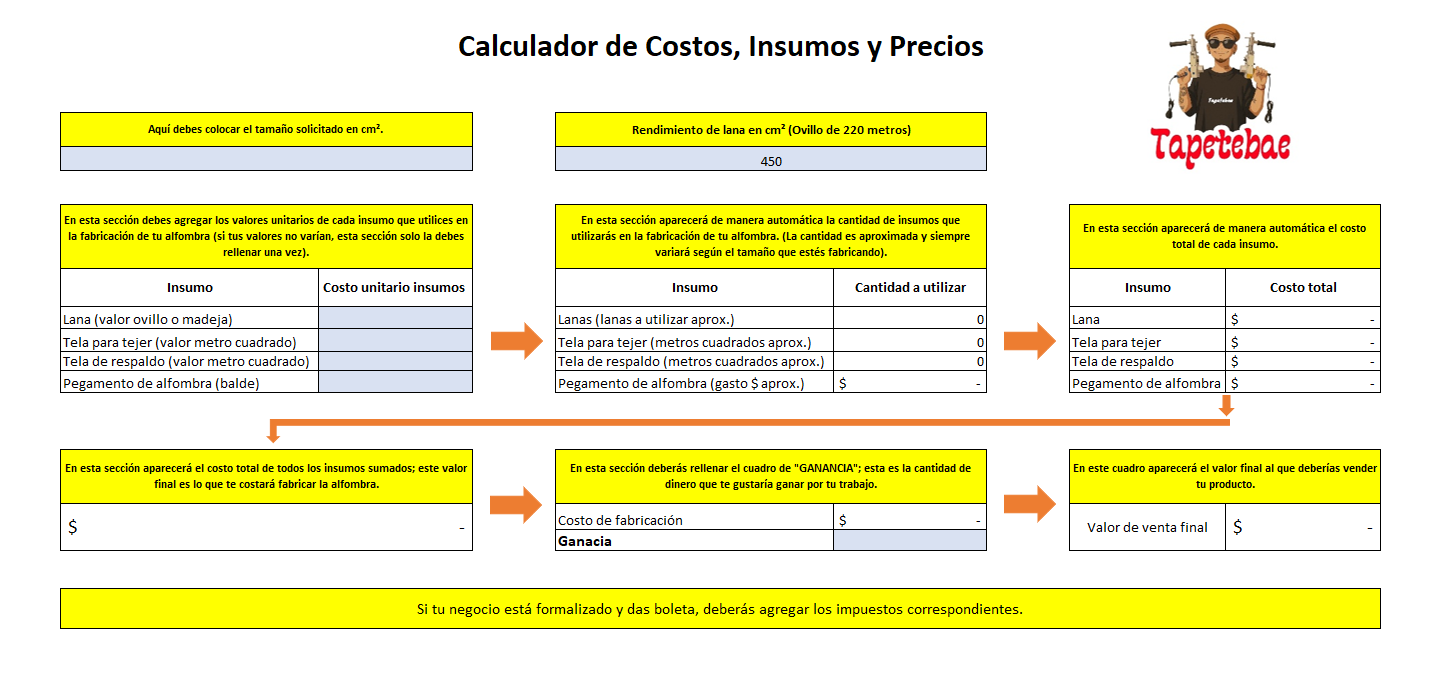 Calculador de Precios | Calculadora Tufting